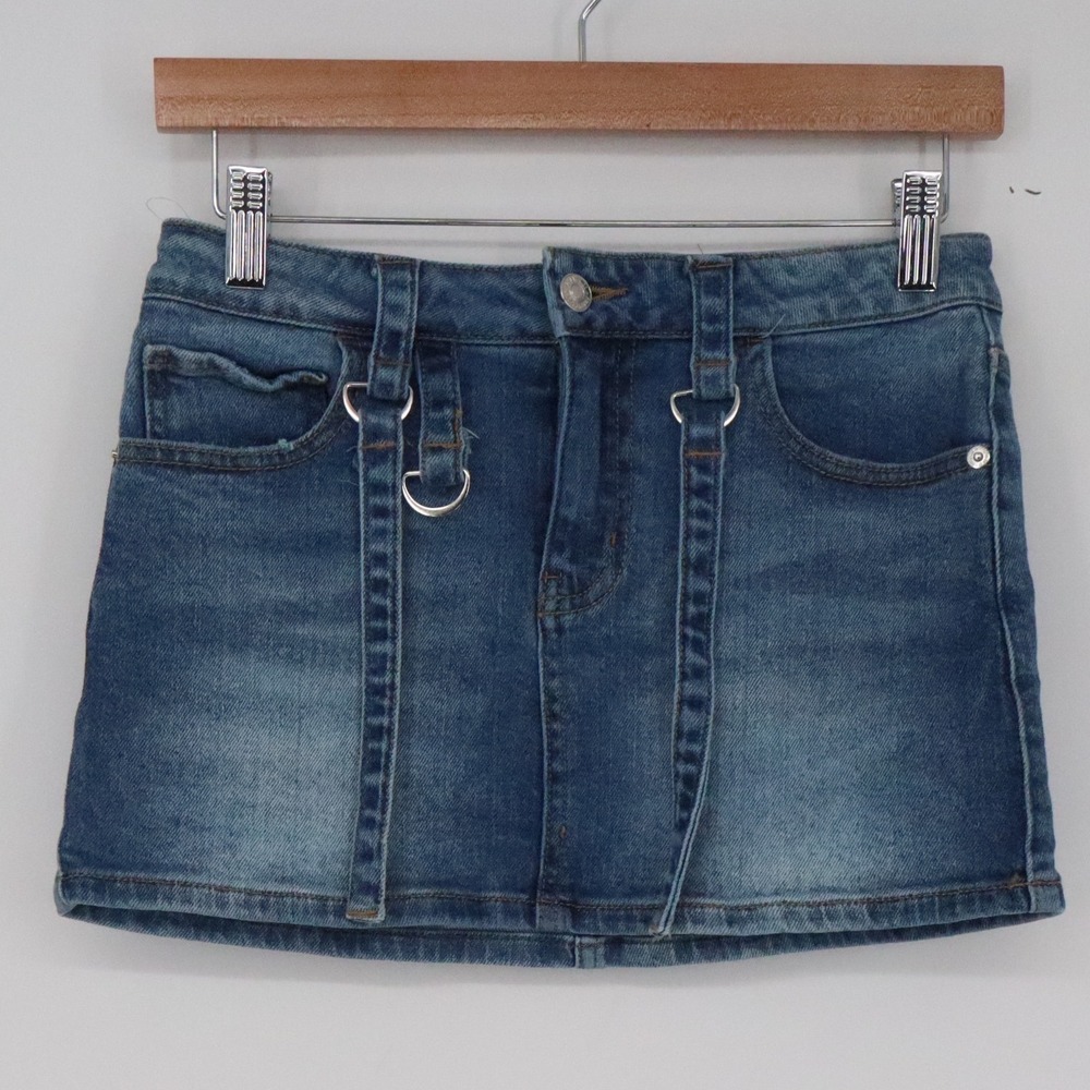 Forever 21 Skirt Womens XS Mini Denim Blue D-Ring Hardware Excellent